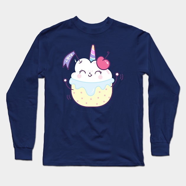 Unicorn cake : Cake of happiness Long Sleeve T-Shirt by ahmad211